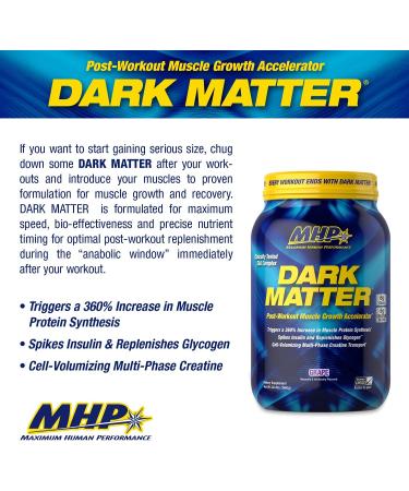 Buy Maximum Human Performance MHP Dark Matter - Post Workout Muscle Builder & Recovery - Multi Phase Creatine & Waxy Maize - Grape Flavor - 20 Servings | International Shipping - Buy Online on GoSupps.com