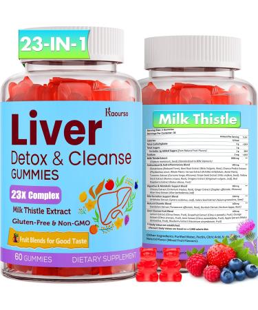 3000mg Liver Detox Repair & Cleanse Gummies | Milk Thistle 2000mg with Turmeric Dandelion Root & Artichoke for Liver Detox Liver Support & Renew Antioxidant Gut Skin - Fruit Flavor 60 Gummies 60 Count (Pack of 1) - Buy Online on GoSupps.com
