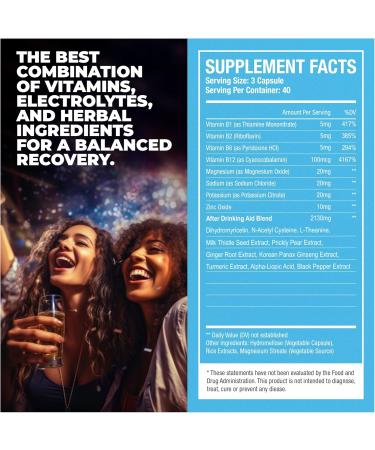 Hydralit After Drinking Aid Supplement Pre Game Party Pills Electrolytes Hydration DHM Milk Thistle Weekend Recovery Vitamins Relief Formula Better Mornings Alcohol Liver Health Support 120 Capsules - Buy Online on GoSupps.com