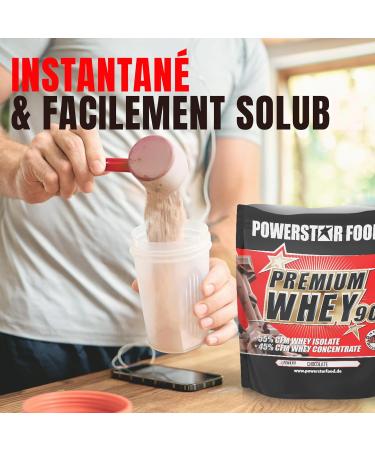  POWERSTAR FOOD Powerstar PREMIUM WHEY 90 Protein Powder 850g | 80.6% Protein | Whey Protein Powder | Produced in Germany | 55% CFM Whey Isolate & 45% CFM Concentrate | Rich in EAAs & BCAAs | Chocolate - Buy Online on GoSupps.com
