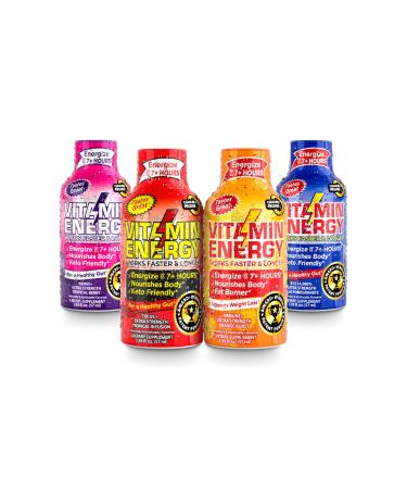 Vitamin Energy Variety Energy Drink Shots Mood+ Focus+ Immune+ Energy+ Up to 7+ Hours of Energy 1.93 Fl Oz 4 Count