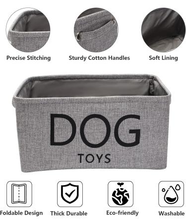 Pethiy Linen Storage Basket for Dog Toys - 24L Toy Box with Handles | Gray Pet Accessory Storage | 40x30x20cm - Buy Online on GoSupps.com