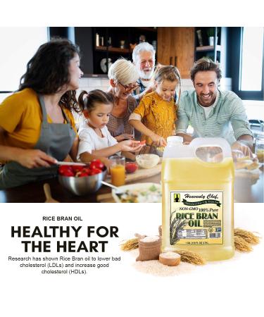 RICE BRAN OIL | 1 Gallon (128 Ounces) | Kosher | All- Natural  Made from 100% Non-GMO Rice | Rich in Vit E and Gamma Oryzanol | Unfiltered  No Trans Fat and Heart Healthy | by Heavenly Chef - Buy Online on GoSupps.com