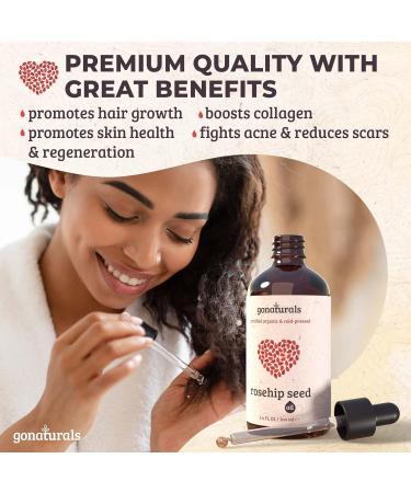 Rosehip Oil for Face & Skin Care - Organic Cold Pressed Hair Growth Oil | Rosa Mosqueta Seed Oil 3.4 Fl Oz - Buy Online on GoSupps.com