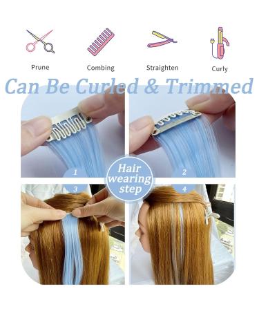 MQY Color 9PCs 21 Hair Accessories | Clip-in Colored Hair Extensions for Girls & Women - Haze Blue Highlights - Buy Online on GoSupps.com
