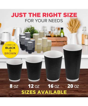 Fit Meal Prep 50 Pack Disposable Hot Cups - 12oz Black Double Wall Insulated Ripple Sleeves To Go Coffee Cups - Kraft Hot Beverage for Chocolate Tea and Cocoa Drinks - Sturdy and Eco Friendly 50 8 oz - Buy Online on GoSupps.com