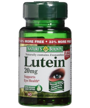 Nature's Bounty Lutein 20 mg 40 Softgels (Pack of 2) 40 Count (Pack of 2)