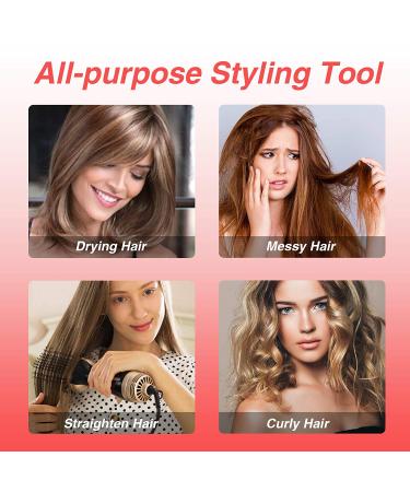 Beautimeter 3-in-1 Hot Air Brush & Hair Dryer - Ionic Volumizer for Straightening & Curling, 1000W - Black & Gold - Buy Online on GoSupps.com
