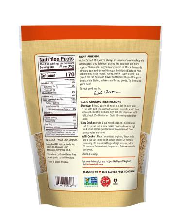 Bob's Red Mill Sweet White Sorghum Grain  Gluten Free  24 oz 1.5 Pound (Pack of 1) - Buy Online on GoSupps.com