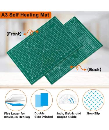 Anezus Self Healing Sewing Mat 12x18 Inch - Double Sided 5-Ply Craft Cutting Board | A3 18x12 Inches Rotary Cutting Mat for Sewing, Crafts, and Scrapbooking - Buy Online on GoSupps.com