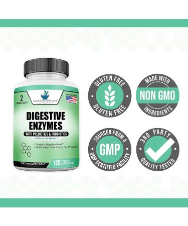 Digestive Enzymes Plus Probiotics & Prebiotics 120 Veggie Capsules For Digestion With Amylase Bromelain Papain Lipase Lactase Protease Papain Cellulase Vegan & Gluten Free 2 Month Supply - Buy Online on GoSupps.com