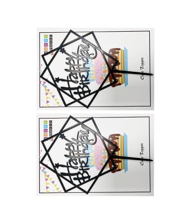 Black Happy Birthday Cake Toppers Birthday Cake Cards Birthday Party Decoration SZU12