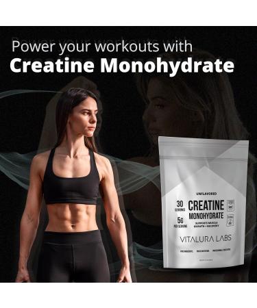 Vitalura Labs Pure Creatine Monohydrate - Unflavored Muscle Growth & Recovery Powder - NSF Certified - 30 Servings - Shop Internationally - Buy Online on GoSupps.com