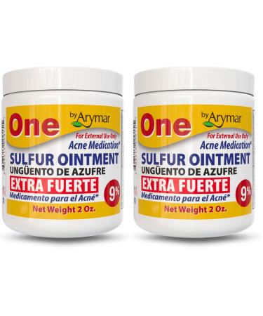 Arymar Sulfur Ointment 9% Acne Spot Treatment for Face and Body (2oz / Pack of 2)
