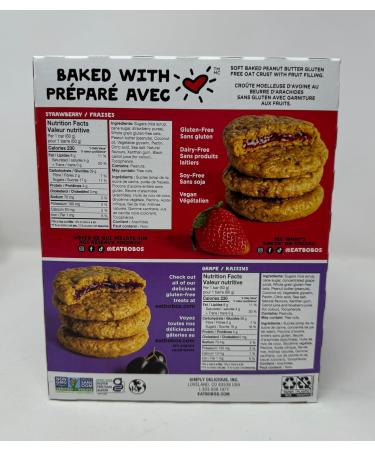 Strawberry/Grape Soft Baked Peanut Butter Gluten Free Oat Crust with Fruit Filling Compatible with Bobo's PB&J's 20 x 60g(1.2kg) - Buy Online on GoSupps.com