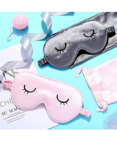 Kids Silk Sleep Eye Masks Set - Adjustable Eyeshade Cover for Ages 12+, Pink & Gray (4-Piece Set) - Buy Online on GoSupps.com