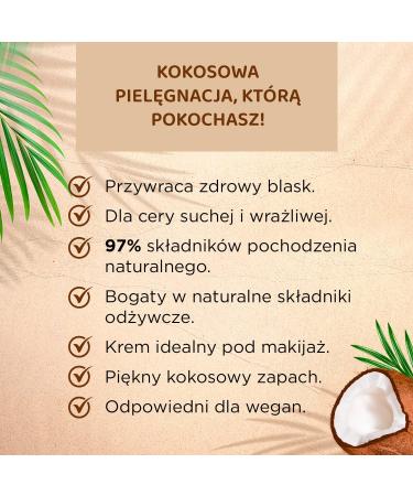 EVELINE COSMETICS Rich Coconut Ultra Nutritioning Facial Cream for Dry Sensitive Skin Perfect Under Makeup Organic Based Vegan Formula 97% Natural Day & Night 50ml - Buy Online on GoSupps.com