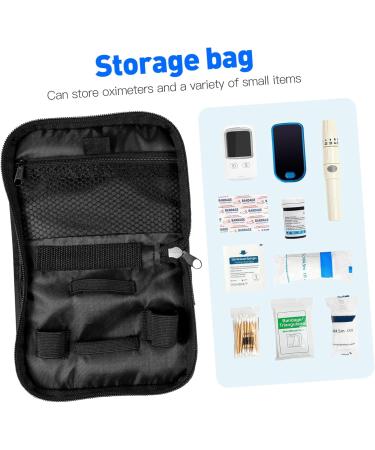 Solustrious Blood Sugar Measuring Device & Portable Oximeter Bag Set - 6-Piece Etui for Travel Fingertip Use & Black Oxford Storage - Buy Online on GoSupps.com