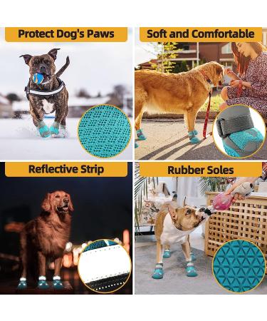 Jzxoiva Large Dog Shoes 4PCS/Set | Breathable Booties for Hardwood Floors & Outdoor Paw Protection | Reflective Strips for Safety | Ideal for Winter, Snow, Hot Pavement | Blue, Width 2.55 inch | 63-78 lbs - Buy Online on GoSupps.com