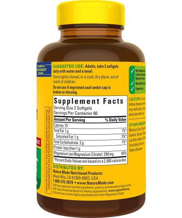 Nature Made Magnesium Citrate 120 Softgels - Supports Muscle, Nerve & Heart Health - Buy Online on GoSupps.com
