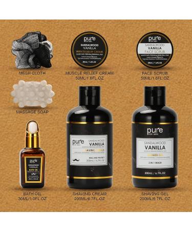 Pure Men's Bath and Body Gift Set - 7 Pc Natural Spa Gift Basket for Men - Buy Online on GoSupps.com