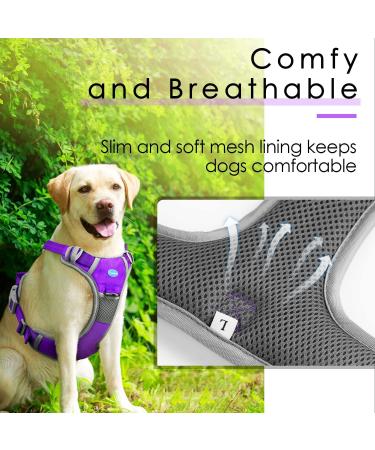 Thinkpet Anti Zug Dog Harness - Adjustable Reflective Breathable XL (Purple) | Easy Control with Handle No Choking Design - 1 Pack - Buy Online on GoSupps.com