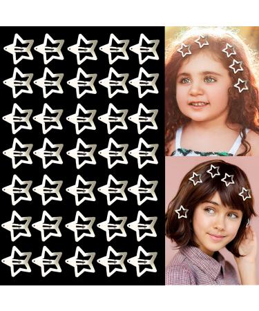 50PCS Star Snap Hair Clips Silver Metal Star Hair Barrettes  Non Slip Star Hair Accessories for Girls Women 50 Star Clips