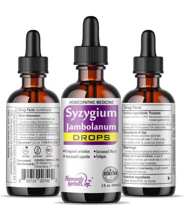 Heavenly Herbals Syzygium Jambolanum Drops - Natural Homeopathic Remedy for Frequent Urination Increased Hunger & Fatigue - 2.0 Fl Oz - Supports Normal Glucose Utilization - International Shipping Available - Buy Online on GoSupps.com