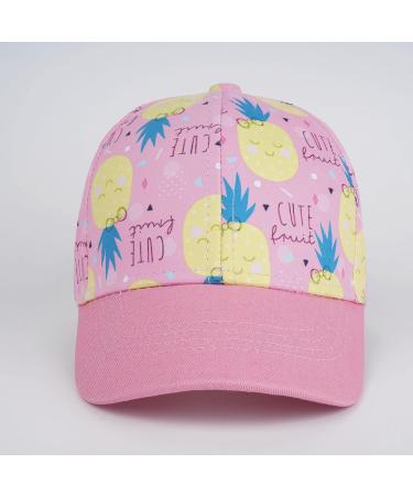 LANGZHEN Kids Cotton Baseball Cap Hat - Adjustable Sun Hat for Girls Boys - S Pink Pineapple - Buy Online on GoSupps.com
