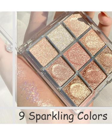 9-Color Glitter Eyeshadow Palette for Women - Shimmer Eye Makeup in Gold, White & Pink - Highly Pigmented Eyeshadow Palette for Girls - Glitter Eye Makeup (#01) - Buy Online on GoSupps.com
