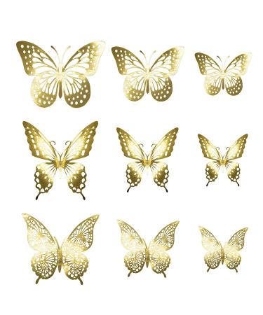 Gyufise 36 Pack Gold Glitter 3D Butterfly Cupcake Toppers for Birthday Wedding Party | Hollow Butterfly Cake Decorations & Wall Stickers - Buy Online on GoSupps.com