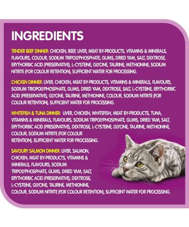 WHISKAS Adult Wet Cat Food Variety Pack Pat - Chicken Salmon Beef and Whitefish & Tuna 100g Trays (24 Pack) Cat Food Beef - Chicken - Salmon - Whitefish & Tuna 100 g (Pack of 24) - Buy Online on GoSupps.com