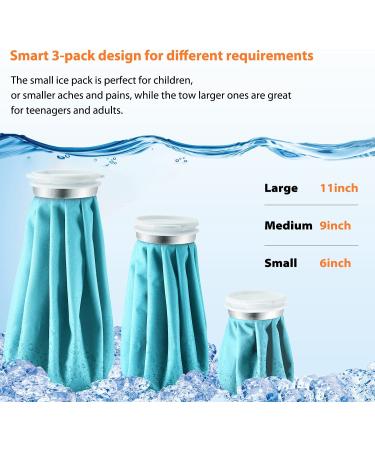 Ohuhu Hot Cold Ice Pack Reusable Ice Bag 3 Pack [11" 9" 6"] Hot Cold Therapy for Knee Leg Injury  No-Leak Waterproof Ice Bag  Light Blue - Buy Online on GoSupps.com