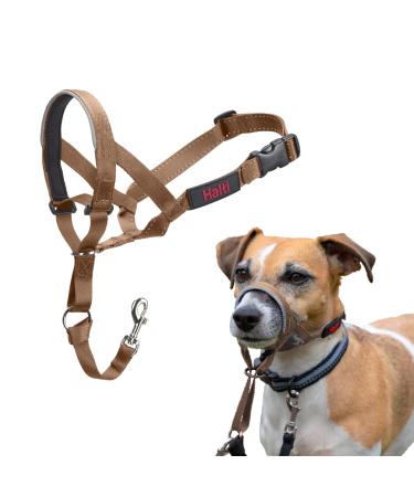 Halti head harness-prevents your dog from pulling on a leash simple adaptation light with padded nose strap anti-train neck band for small dogs (size 1 desert sand) desert sand 1