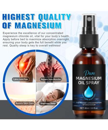 2 Fl. Oz Magnesium Oil Spray for Feet | Organic & High Concentration | Natural Sleep Aid Muscle Recovery & Deodorant | Pure Pharmaceutical Grade - Buy Online on GoSupps.com