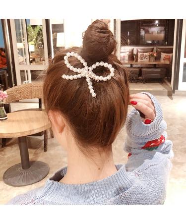 Stylish Pearls & Bow Hair Clips - Set of 4 for Elegant Hairstyles | International Shipping - Buy Online on GoSupps.com