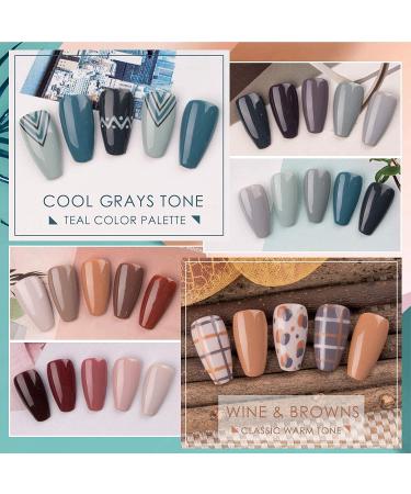 Gellen Gel Nail Polish Kit - 16 Cool Neutrals Shades with Top & Base Coats for Elegant Wine Brown & Gray Nails - Starter Nail Polish Set - Buy Online on GoSupps.com