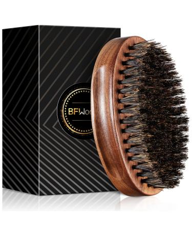BFWood Boar Bristle Beard Brush - Black Wood Walnut Military Style