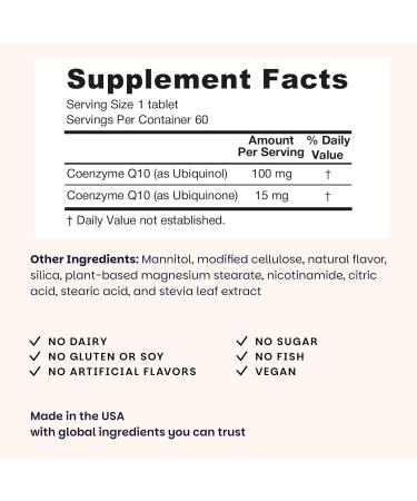EZ Melts Ubiquinol 100 mg - CoQ10 Supplement for Heart Health & Energy Support - Antioxidant Protection - No Artificial Flavors - Non-GMO & Vegan - Apple - 60 Dissolvable Tablets (60 Servings) 60 Count (Pack of 1) - Buy Online on GoSupps.com