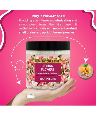 Body Scrub with Spring Flowers - Chamomile Extract Gentle Hydration & Exfoliation | 16.9 fl. oz - International Shipping Available - Buy Online on GoSupps.com