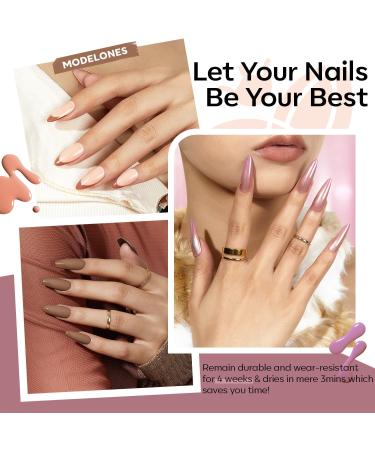 Modelones 24 Pcs Gel Nail Polish Set 20 Colors Nude Pink White Nail Polish Neutral Brown Glitter Gel Polish Set with Bond Primer Glossy & Matte Top Base Coat Soak Off LED Manicure Gifts White Glitter Brown - Buy Online on GoSupps.com