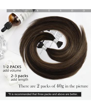 Moresoo 50 cm Real Hair Bonding Extensions - Darkest Brown & Light Brown I-Tip - 40g 50 Strands Remy Keratin Extensions - Buy Online on GoSupps.com