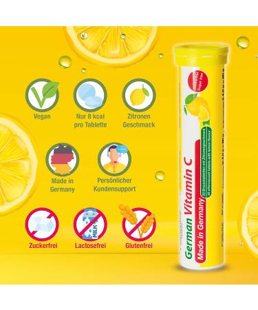 Buy T&D Pharma Vitamin C Effervescent Tablets - Sugar-Free Lemon Flavor - 180 mg - 5 Packs of 20 - Made in Germany - International Shipping - Buy Online on GoSupps.com