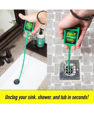 Zip-It Hair Clog Removal 25-inch Drain Snake Cleaner (3-Pack) - Fast Sink, Shower & Tub Unclogging - Non-toxic, Made in USA - Buy Online on GoSupps.com