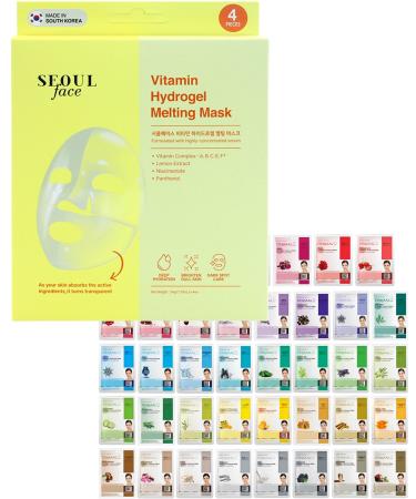 DERMAL 39 Combo Pack Sheet Mask + Vitamin Hydrogel Melting Jelly Gel Mask 4ea Bundle