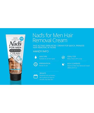 Nad's for Men Hair Removal Cream 6.8 Oz - Painless Depilatory Solution for Coarse Male Body Hair - Buy Online on GoSupps.com