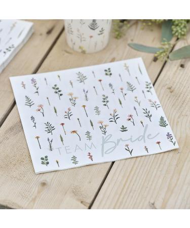 Ginger Ray Team Bride Floral Hen Party Paper Napkins Pack of 16 Napkins