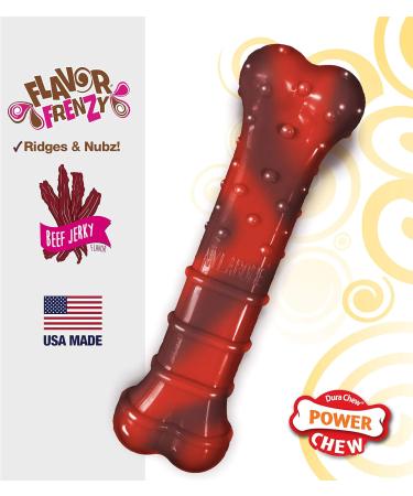Durable Nylabone Dura Chew Beef Jerky - Power Chew Bones for Heavy Chewers | Medium for Dogs up to 16 kg - Multi-Colored - Buy Online on GoSupps.com