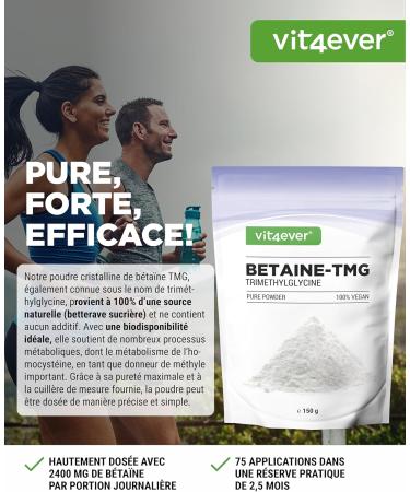 Betaine (TMG) - 150g - Sugar beet betaine - 99% purity - Trimethylglycine - High dose - Vegan - Buy Online on GoSupps.com