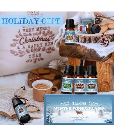 SALKING Winter Essential Oils Set for Aromatherapy & Candle Making - Cinnamon, Sugar Cookie, Cranberry, Peppermint, Gingerbread Scents - Buy Online on GoSupps.com